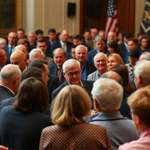 A diverse group of people engaging in a discussion, illustrating political discourse.