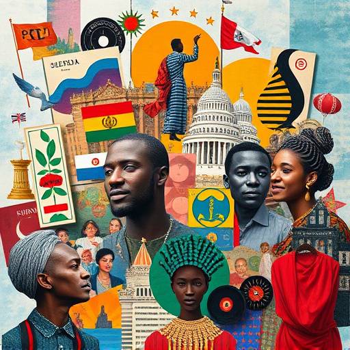 A vibrant collage of different cultural symbols and artistic expressions, representing diverse societal views.