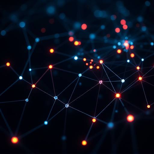 Abstract digital graphic representing interconnected data points and network connections