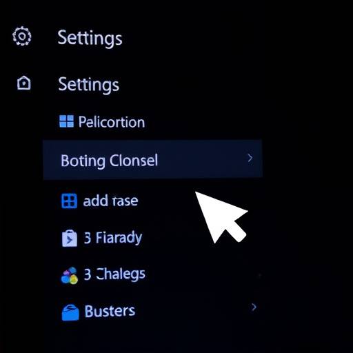 Close-up of a computer mouse hovering over a settings icon on a digital interface