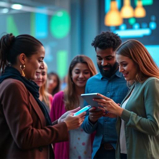 Illustration of diverse people interacting with technology, symbolizing inclusivity and accessibility.