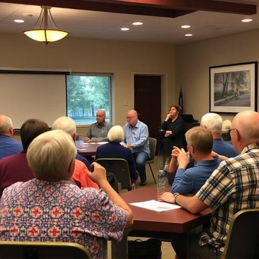 Image representing a town hall meeting in Willow Creek.