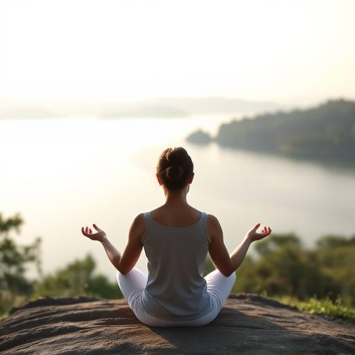 Person meditating peacefully in a serene natural setting