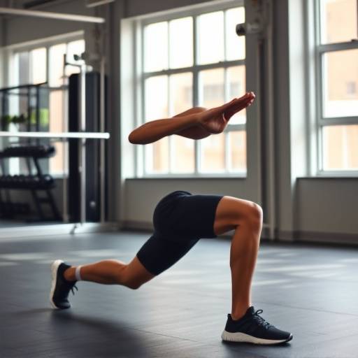 Person performing a dynamic lunge exercise