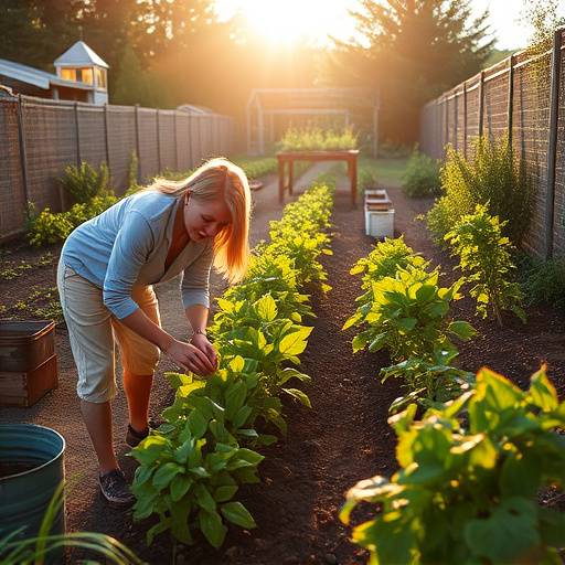 Sarah Jenkins, founder of 'Willow Creek Grows', tending to a community garden.